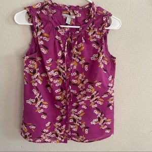 Floral Sleeveless Button Down